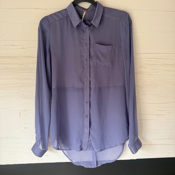 Free People | Best of Both Worlds Blouse | XS | Lavender Sheer Button-Up - Picture 2 of 6